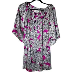 Alice & Trixie Multicolor PINK BLACK Kimono Sleeve Silk Mini Dress Sz XS Boho